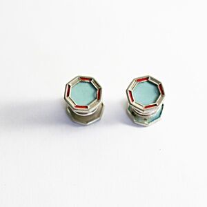 Antique  Snap Cuff Links, Art Deco Double Sided Octagon Enamel Cufflinks